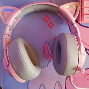 Onikuma Pink Gaming Headset Desktop Microphone Cute
